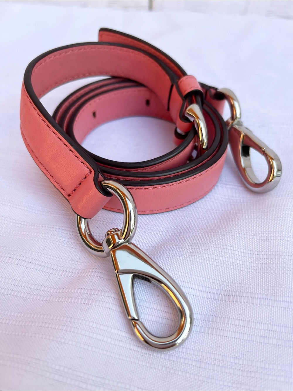 Coach Coral Pink Leather Crossbody Strap with Silver-Tone Hardware